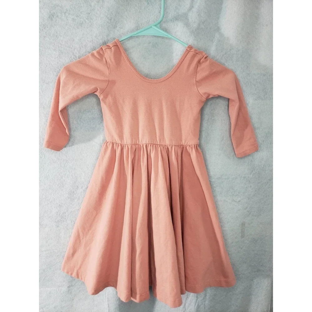 3 items- girls 5 off-white cardi, size 5 salmon dress, 4/5 sweater